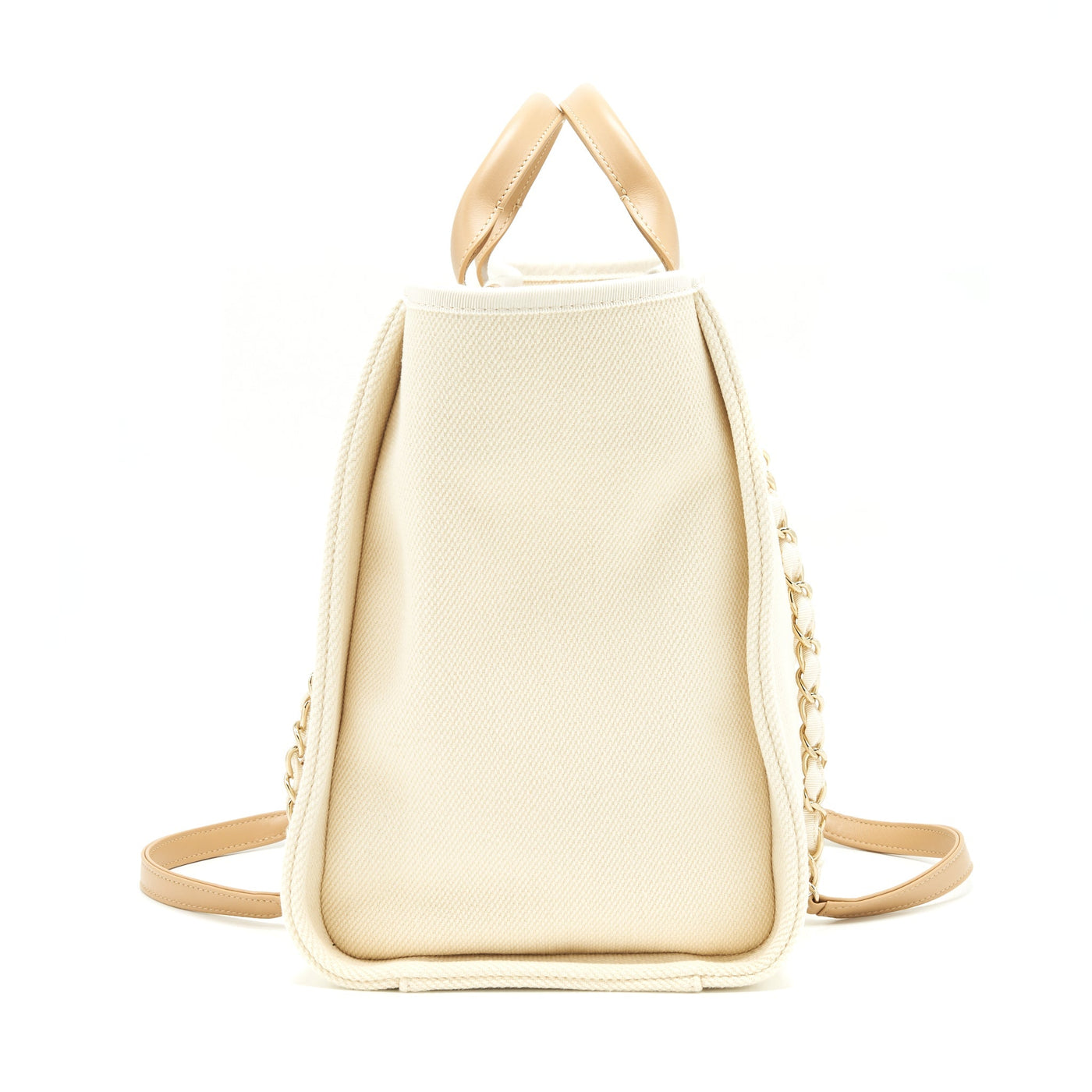 CHANEL DEAUVILLE TOTE BAG IN CREAMY WHITE/ BEIGE GHW