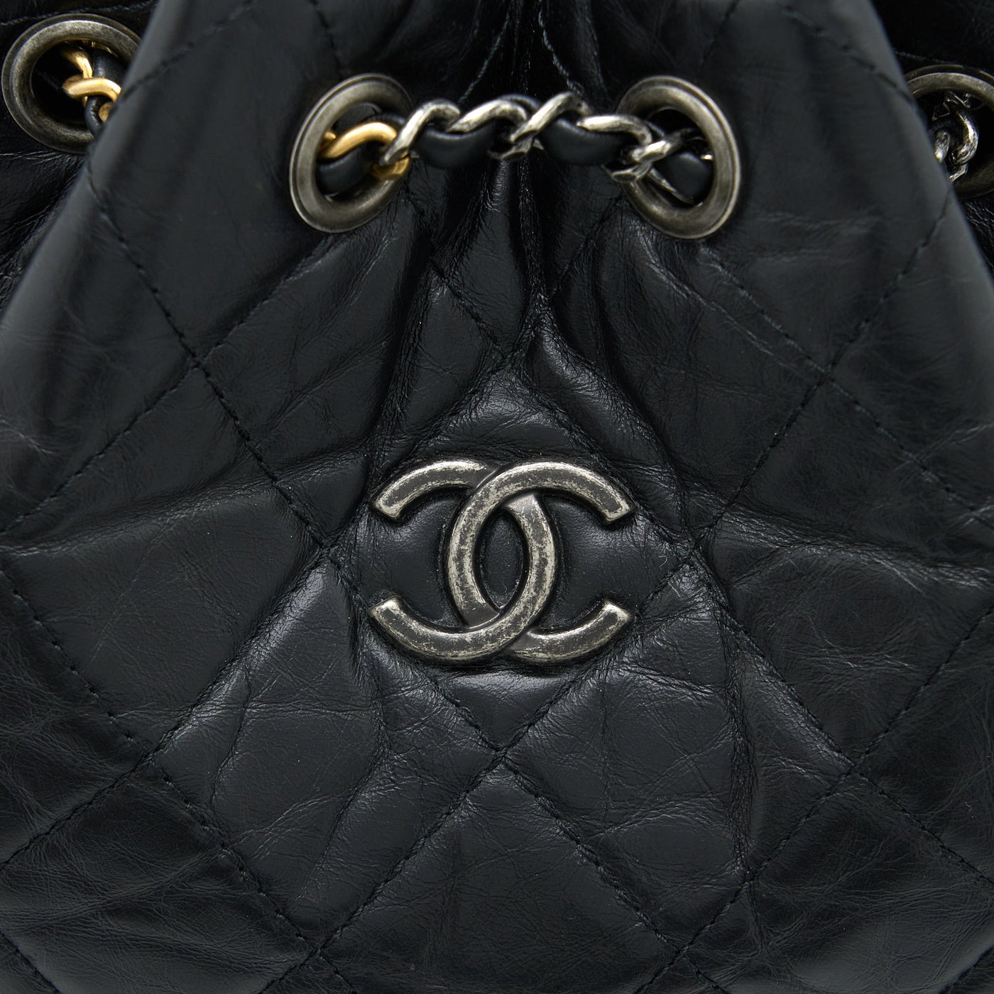 CHANEL SMALL GABRIELLE BACKPACK AGED CALFSKIN BLACK MULTICOLOUR HARDWARE