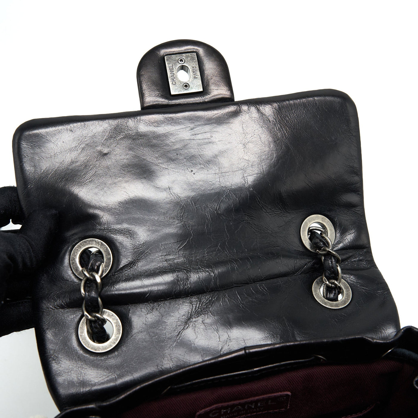 CHANEL MOUNTAIN SMALL BACKPACK SHEARLING WITH QUILTED CALFSKIN RUTHENIUM HARDWARE