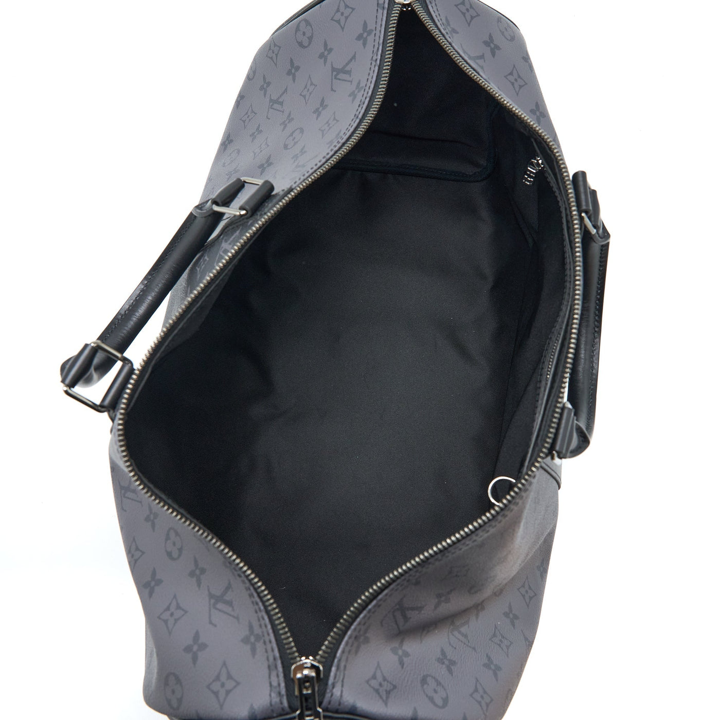 LOUIS VUITTON KEEPALL BANDOULIERE 50 MONOGRAM ECLIPSE CANVAS BLACK/GREY BLACK HARDWARE (NEW VERSION)