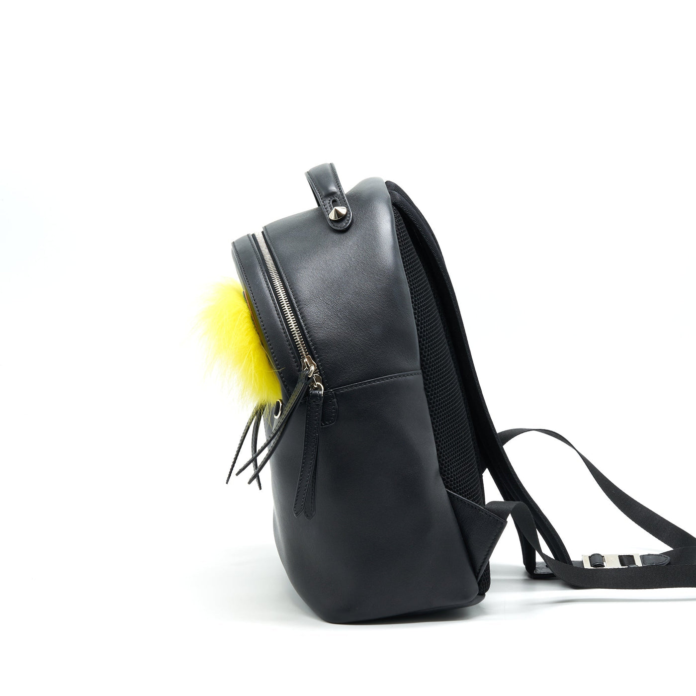 FENDI MONSTER BACKPACK IN BLACK WITH YELLOW FUR