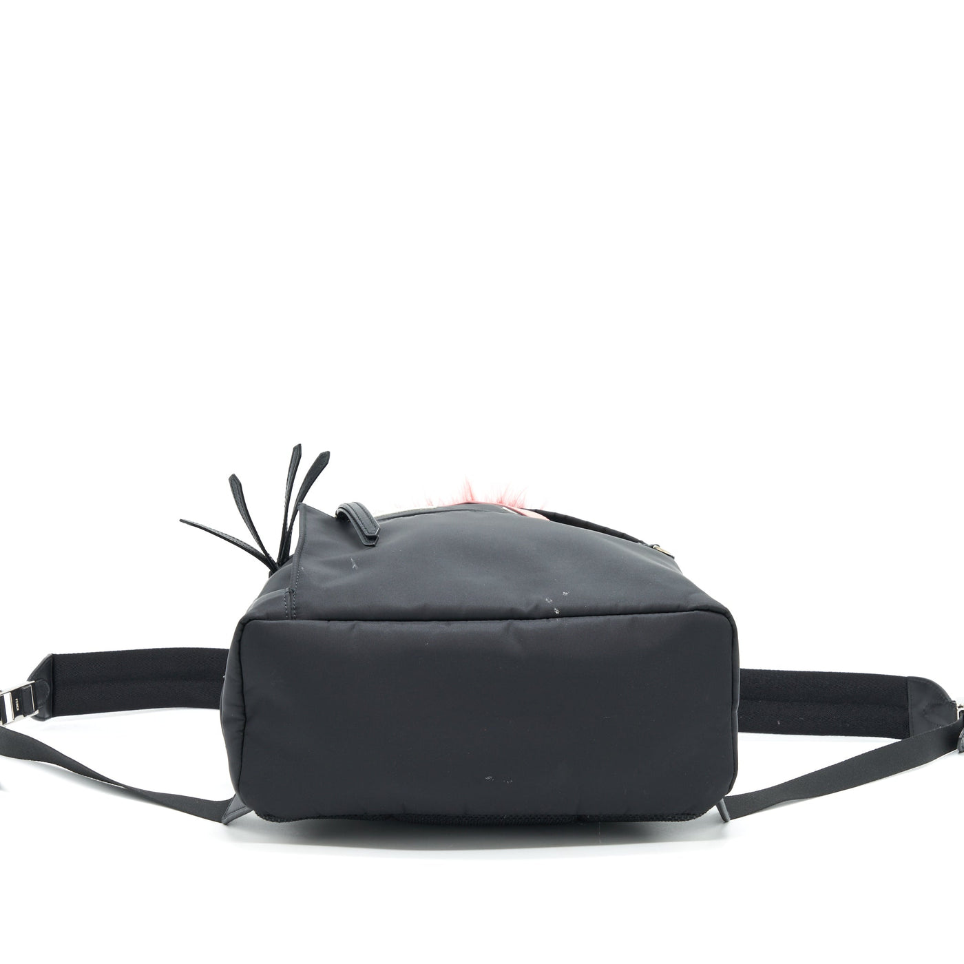 FENDI MONSTER BACKPACK IN BLACK WITH RED FUR