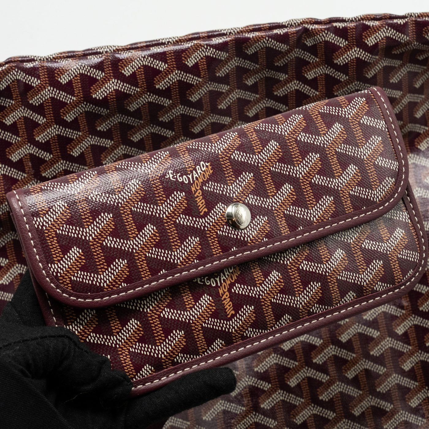 GOYARD SAINT LOUIS GM TOTE BAG GOYARDINE CANVAS/CALFSKIN BURGUNDY SHW