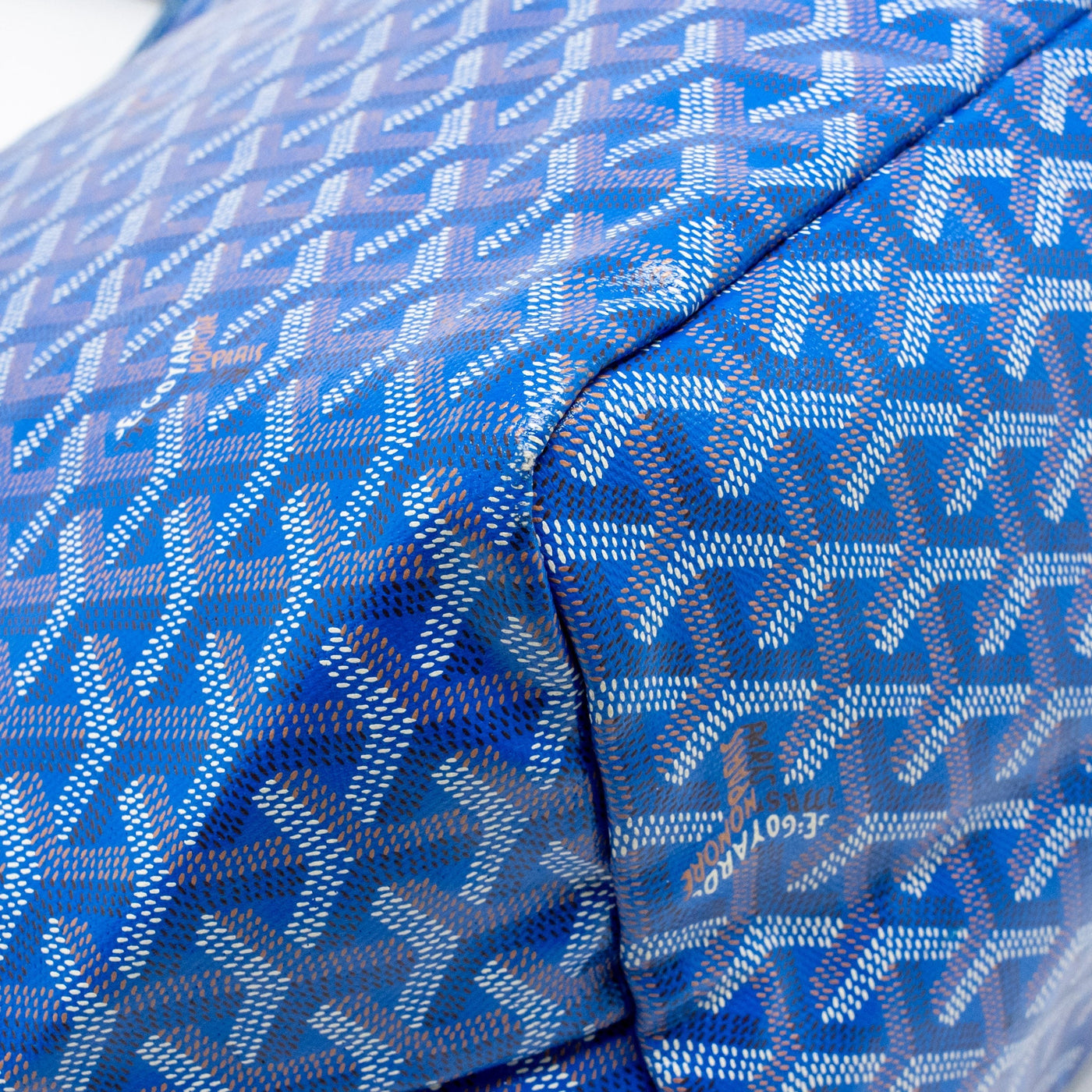 GOYARD SAINT LOUIS GM TOTE BAG GOYARDINE CANVAS/CALFSKIN LEATHER BLUE SHW