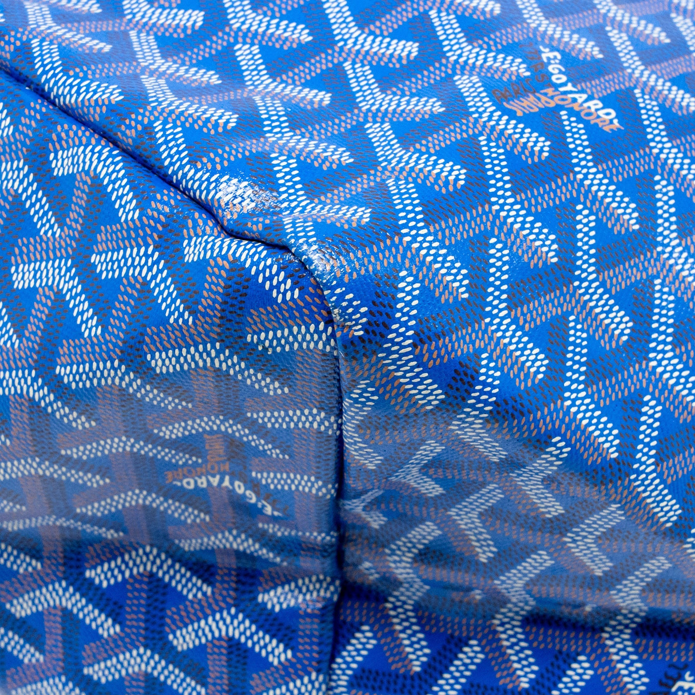 GOYARD SAINT LOUIS GM TOTE BAG GOYARDINE CANVAS/CALFSKIN LEATHER BLUE SHW