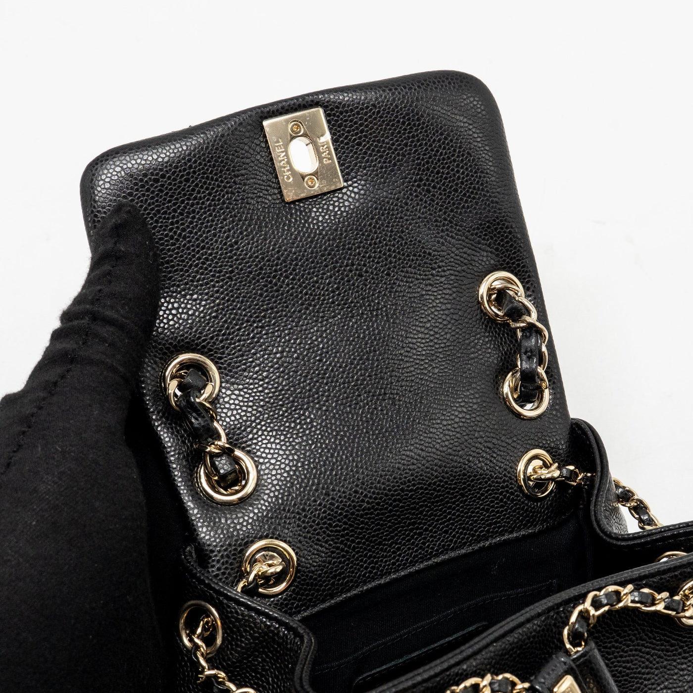 CHANEL 23P MINI TRIPLE PACK BACKPACK CAVIAR BLACK LGHW (MICROCHIP)