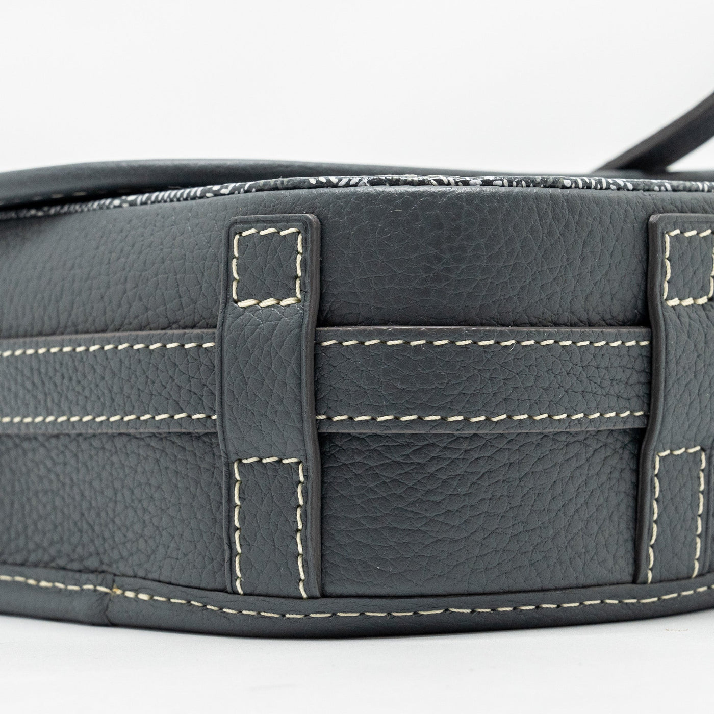 GOYARD BELVEDERE PM MESSENGER BAG GOYARDINE CANVAS CALFSKIN GREY SHW
