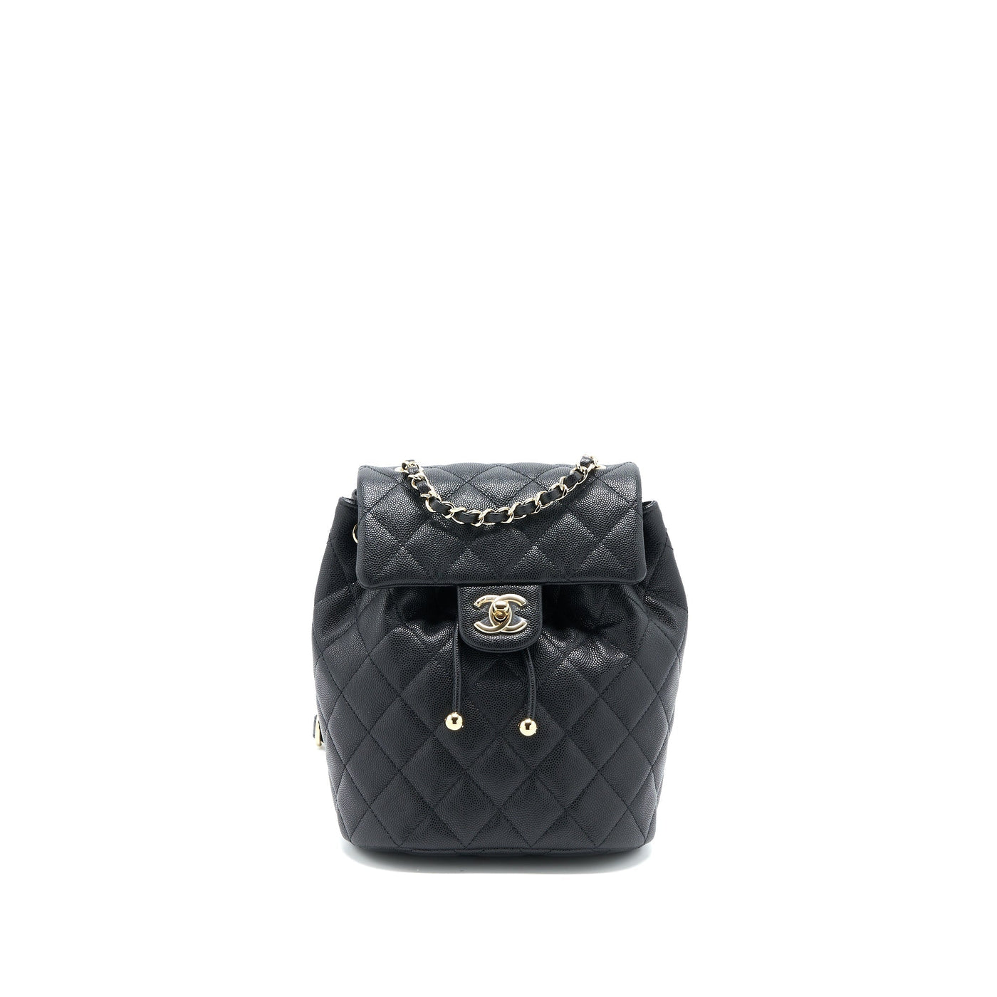 CHANEL 23P MINI FLAP BACKPACK CAVIAR BLACK LGHW (MICROCHIP)