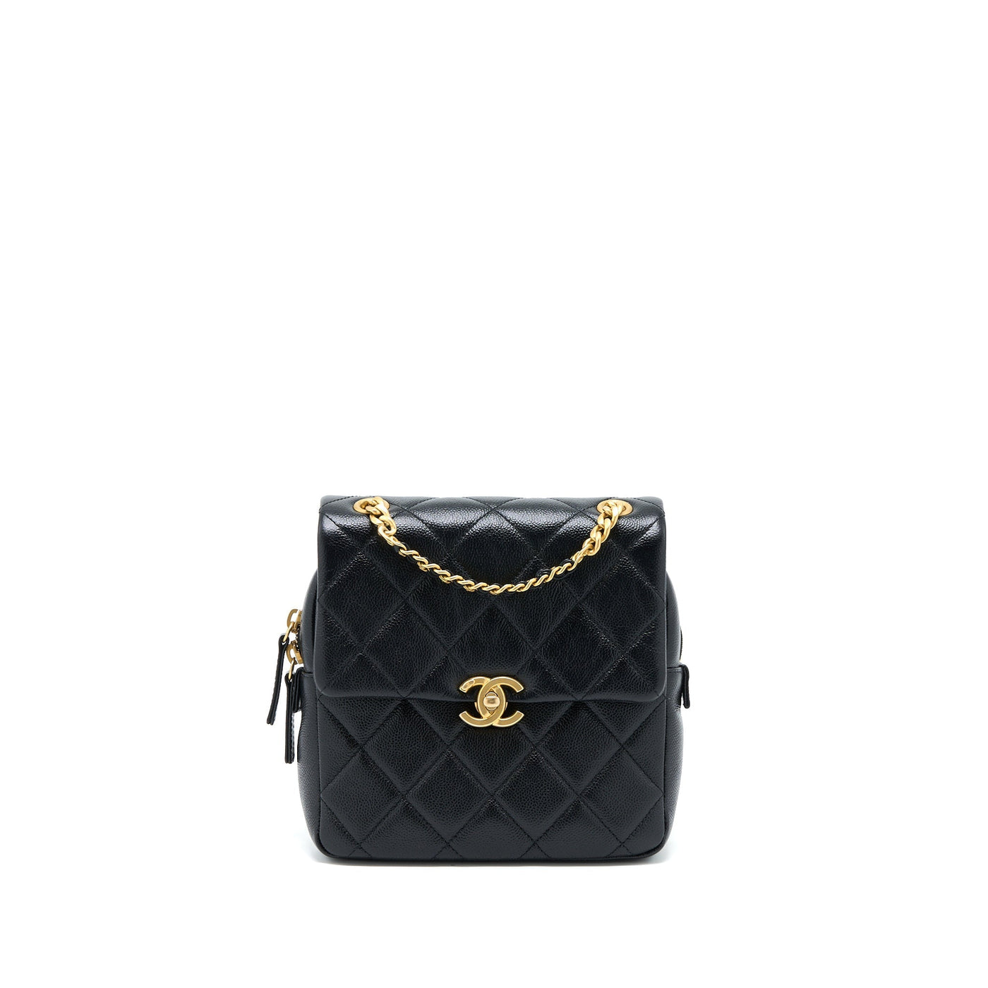 CHANEL 22P FLAP BACKPACK CAVIAR BLACK BRUSHED GHW (MICROCHIP)