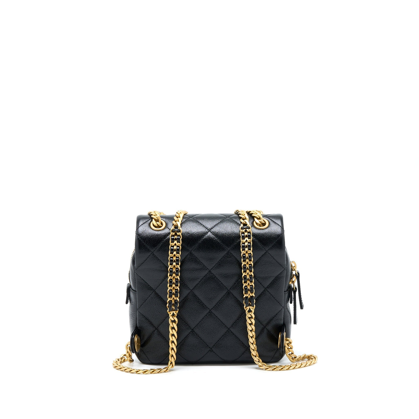 CHANEL 22P FLAP BACKPACK CAVIAR BLACK BRUSHED GHW (MICROCHIP)