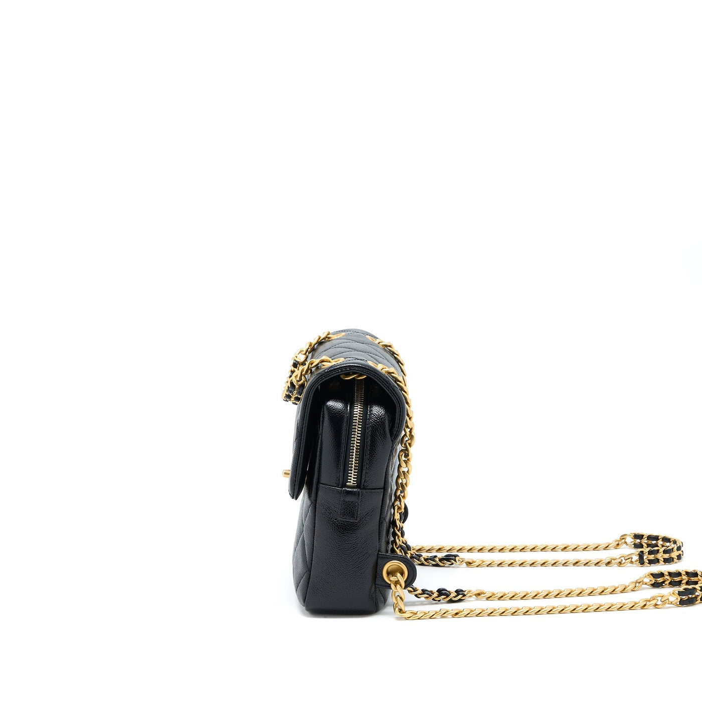 CHANEL 22P FLAP BACKPACK CAVIAR BLACK BRUSHED GHW (MICROCHIP)