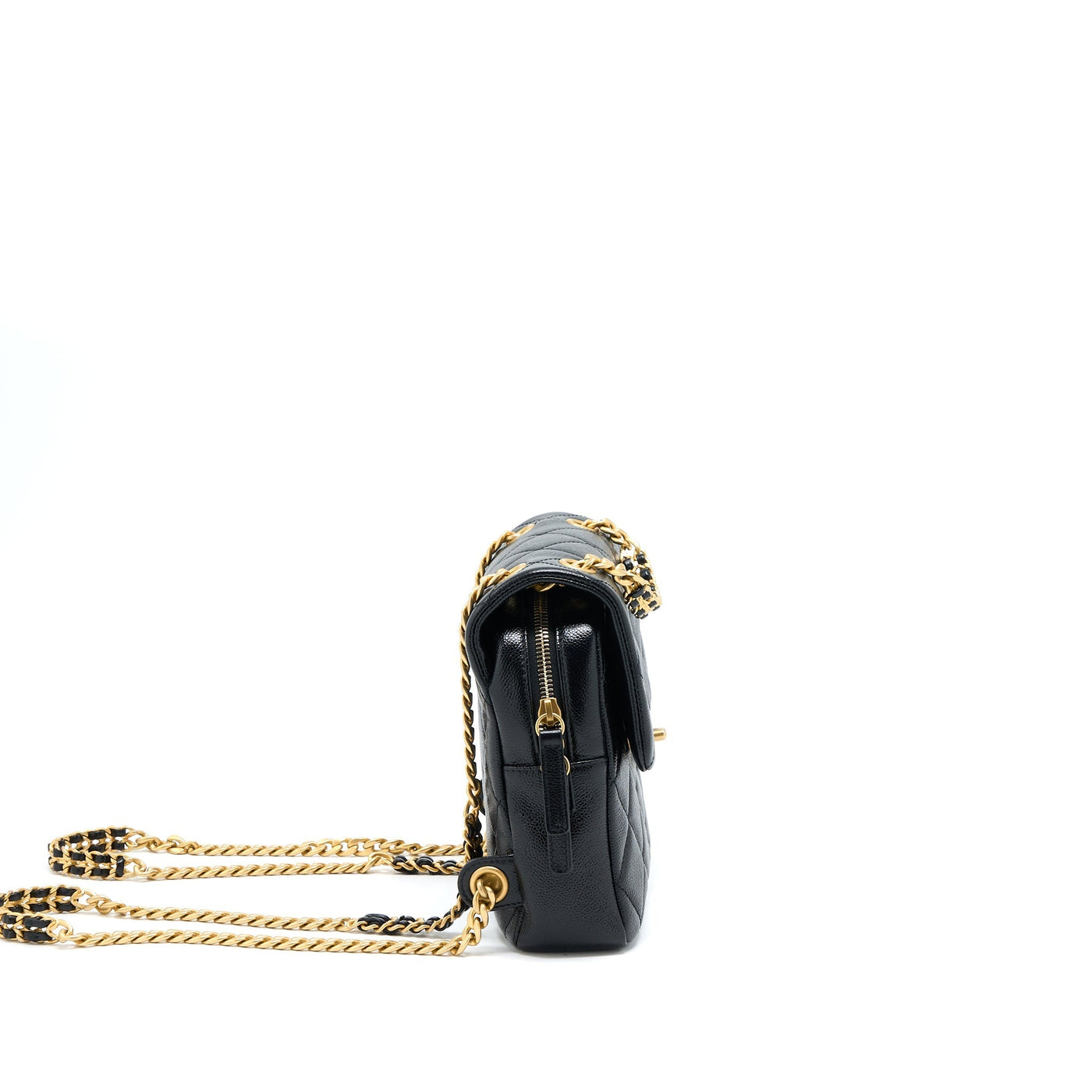 CHANEL 22P FLAP BACKPACK CAVIAR BLACK BRUSHED GHW (MICROCHIP)