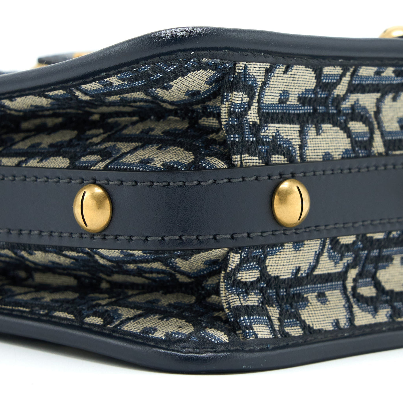 DIOR ADDICT VERTICAL MESSENGER BAG OBLIQUE CANVAS BLUE GHW