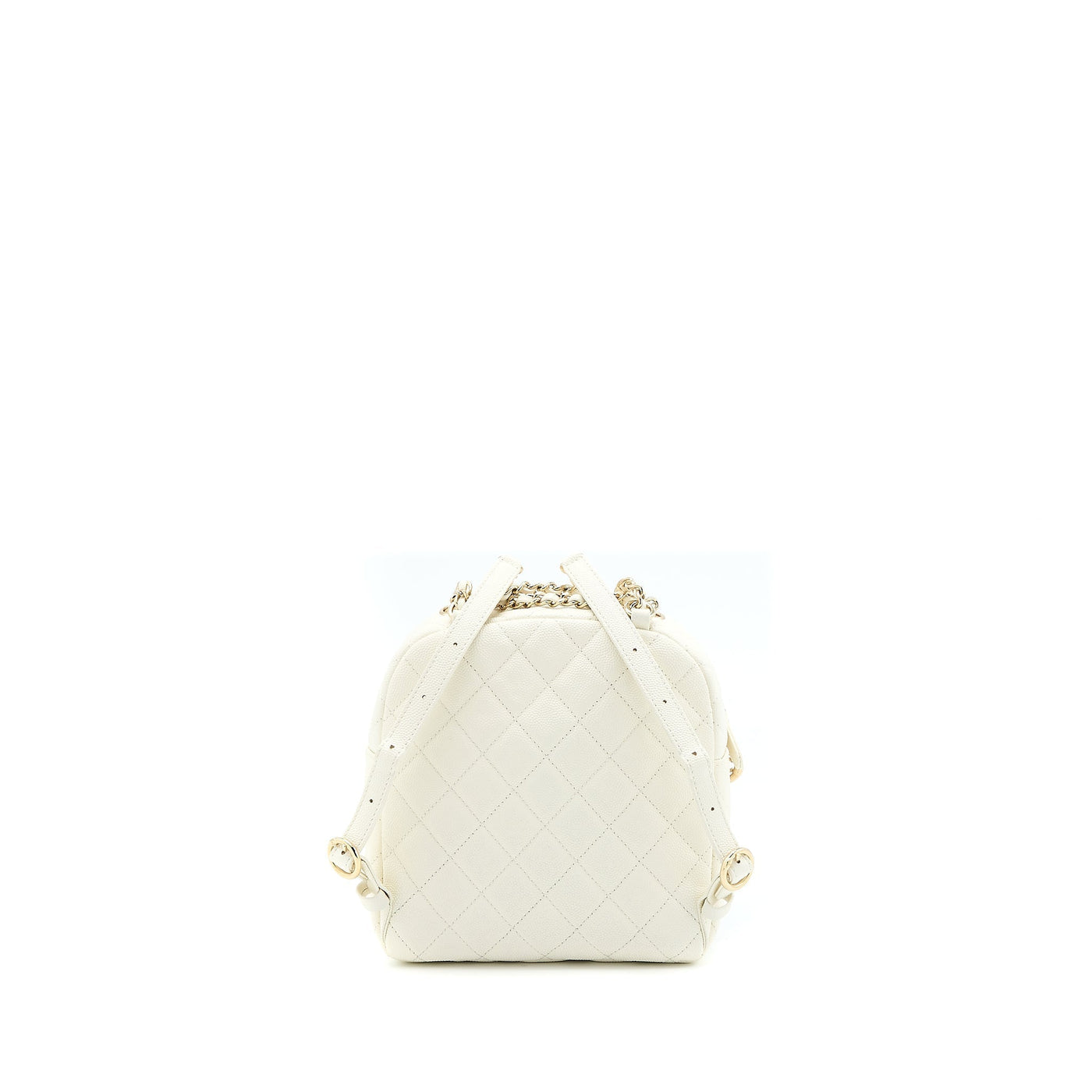 CHANEL QUILTED MINI CC DAY BACKPACK CAVIAR WHITE LGHW