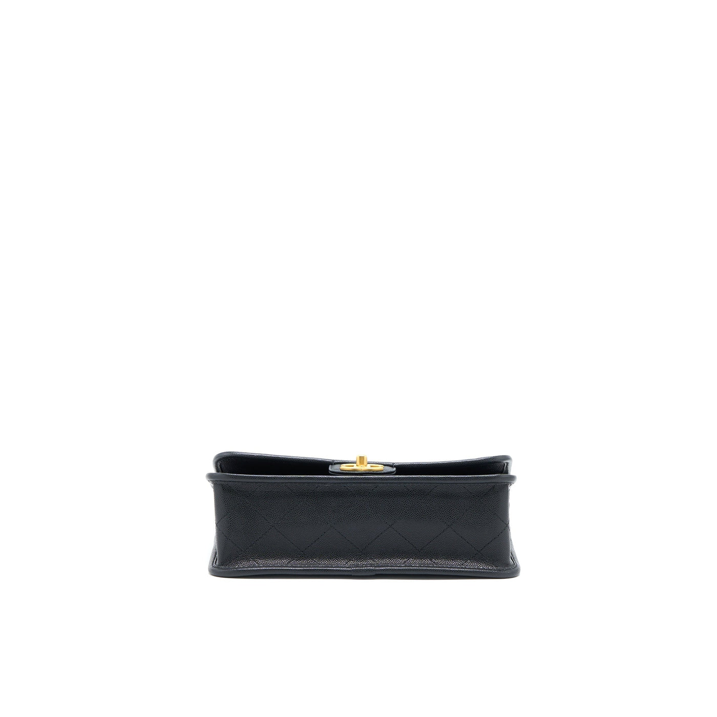 CHANEL 22K TOP HANDLE MESSENGER BAG CAVIAR BLACK BRUSHED GHW (MICROCHIP)