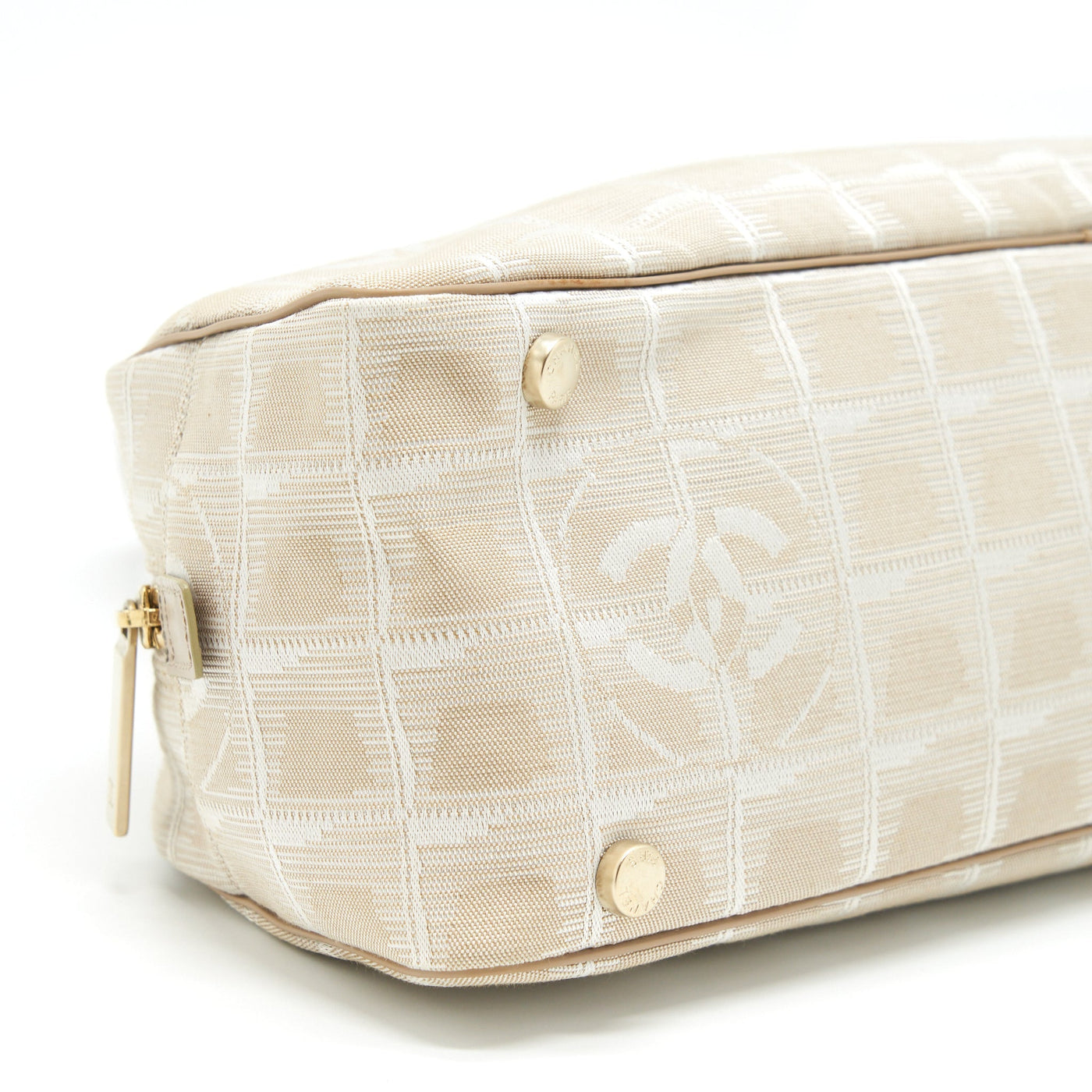 CHANEL VINTAGE TRAVEL LINE BOWLER BAG CANVAS AND LEATHER LGHW