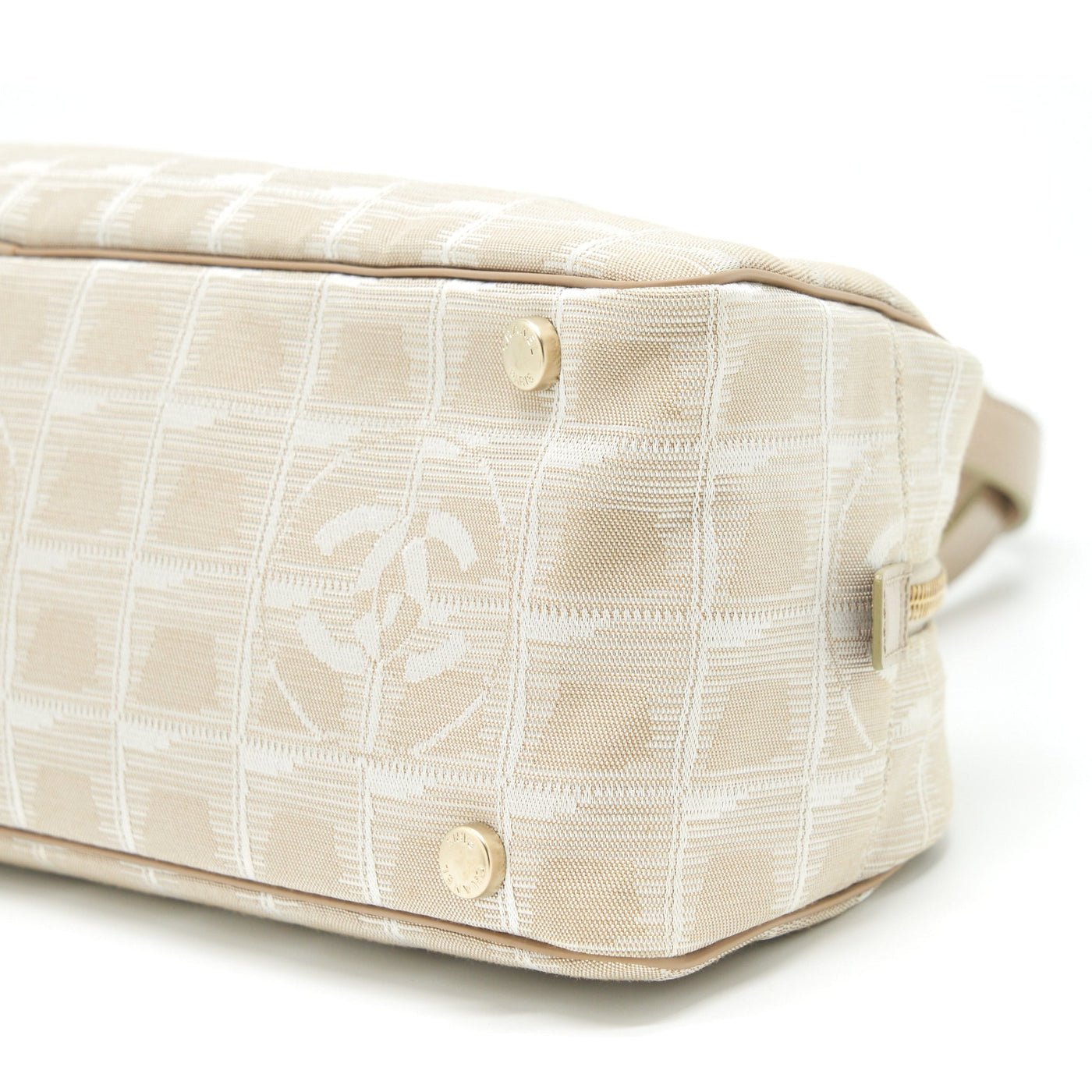 CHANEL VINTAGE TRAVEL LINE BOWLER BAG CANVAS AND LEATHER LGHW