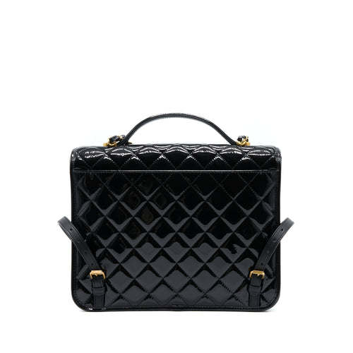 CHANEL 22K LARGE BACKPACK PATENT BLACK BRUSHED GHW (MICROCHIP)