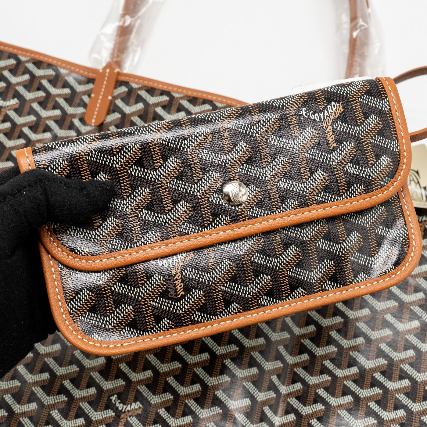 GOYARD SAINT LOUIS GM TOTE GOYARDINE CANVAS BLACK/BROWN SHW
