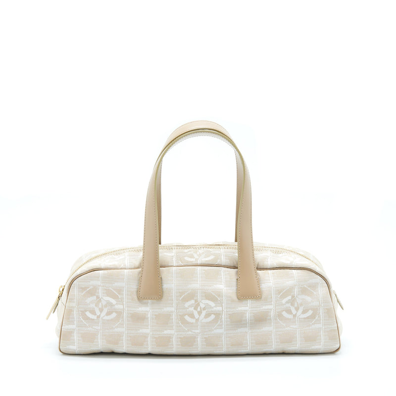 CHANEL VINTAGE TRAVEL LINE BOWLER BAG CANVAS AND LEATHER LGHW