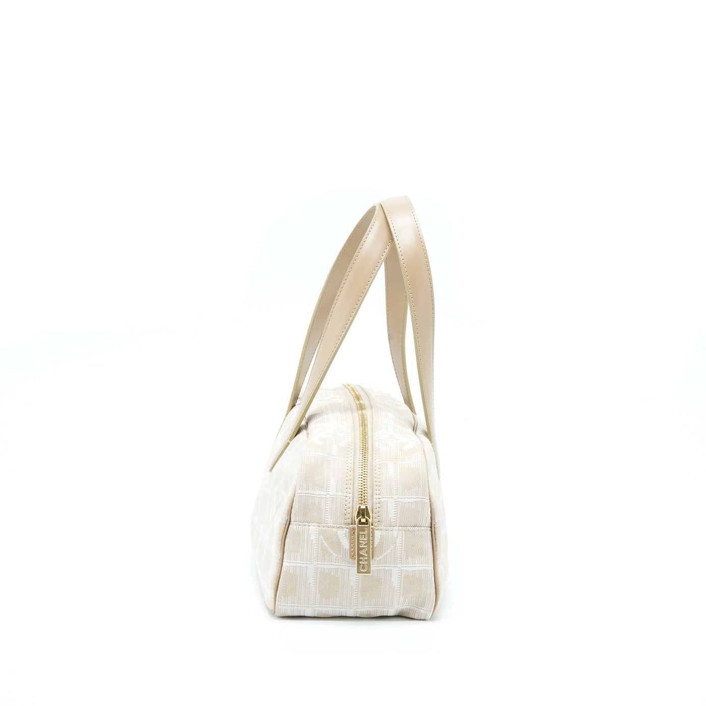 CHANEL VINTAGE TRAVEL LINE BOWLER BAG CANVAS AND LEATHER LGHW