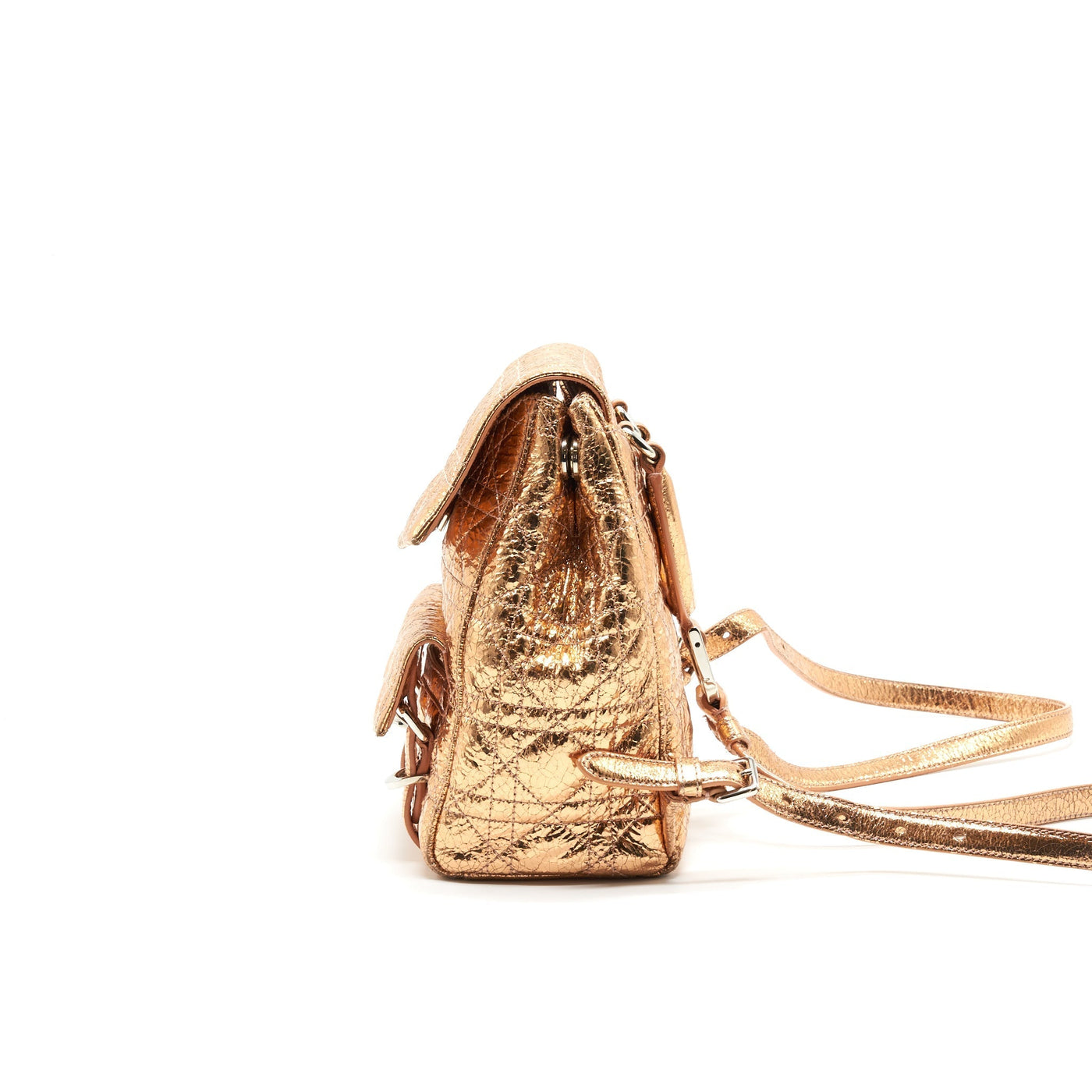 DIOR MINI BACKPACK LAMBSKIN METALLIC CHAMPAGNE