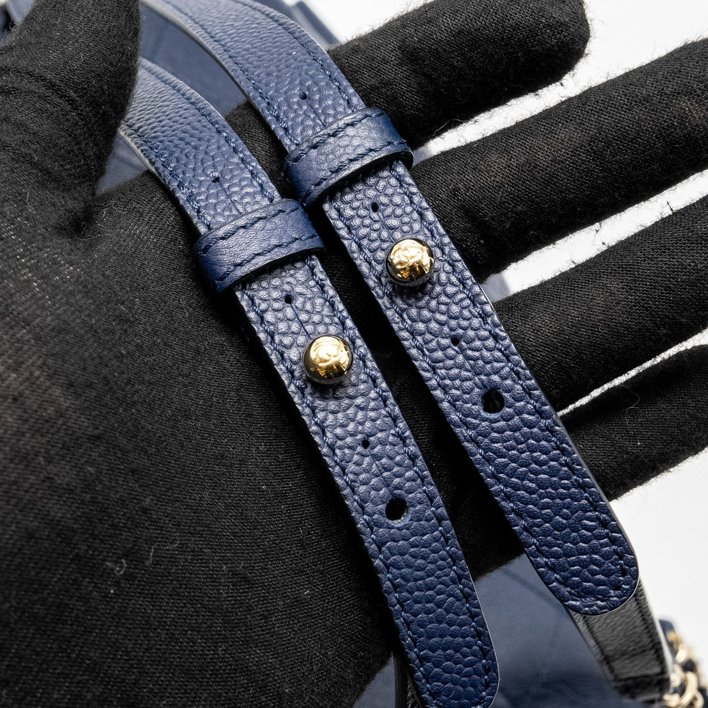 CHANEL DRAWSTRING BACKPACK LAMBSKIN/GRAINED CALFSKIN DARK BLUE LGHW