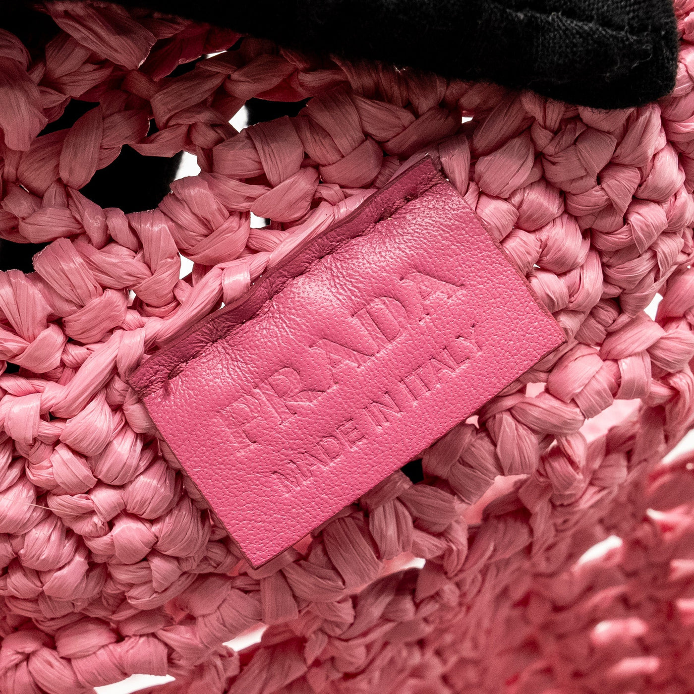 PRADA CROCHET TOTE BAG RAFFIA PINK