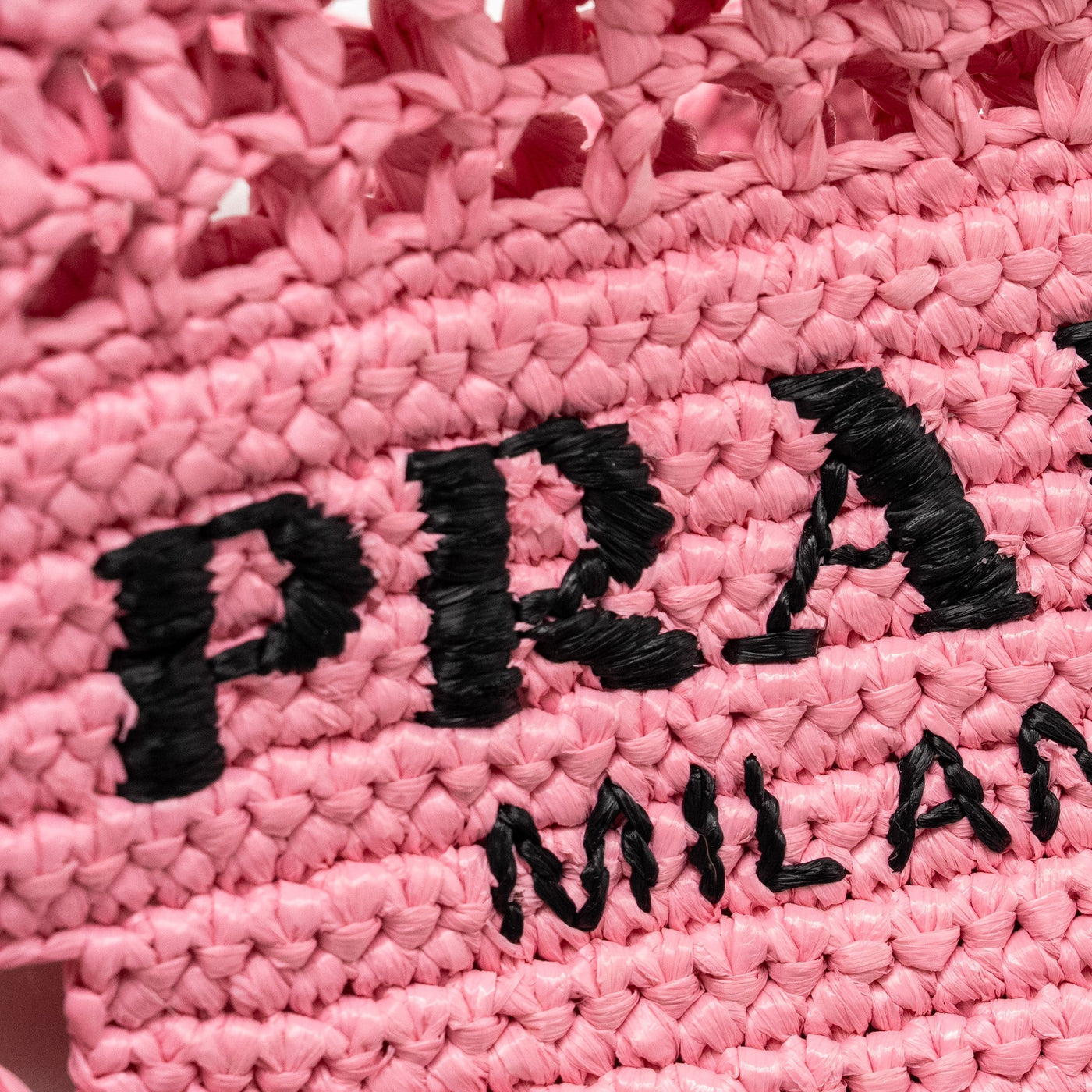 PRADA CROCHET TOTE BAG RAFFIA PINK