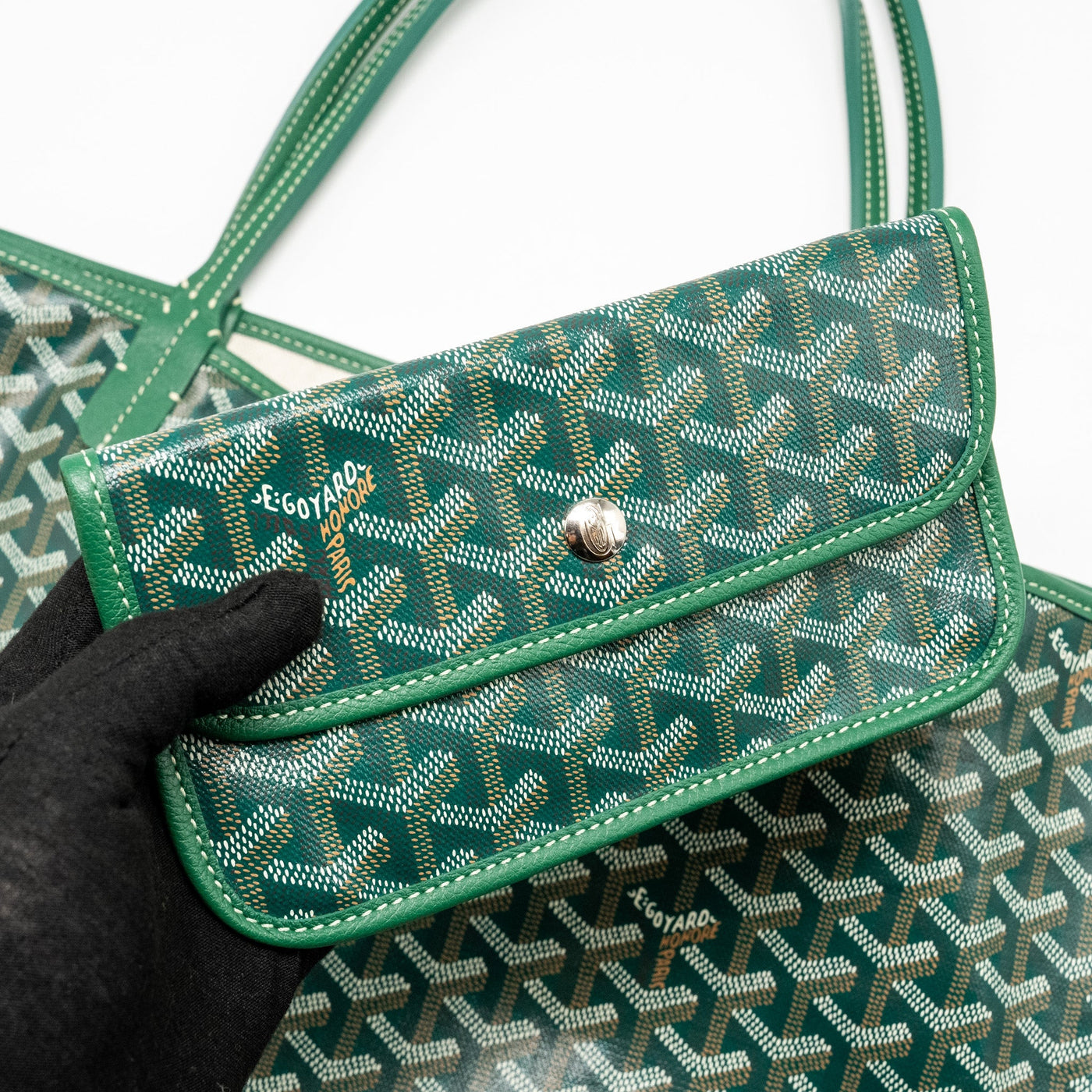 GOYARD SAINT LOUIS GM TOTE BAG CANVAS / CALFSKIN GREEN SHW