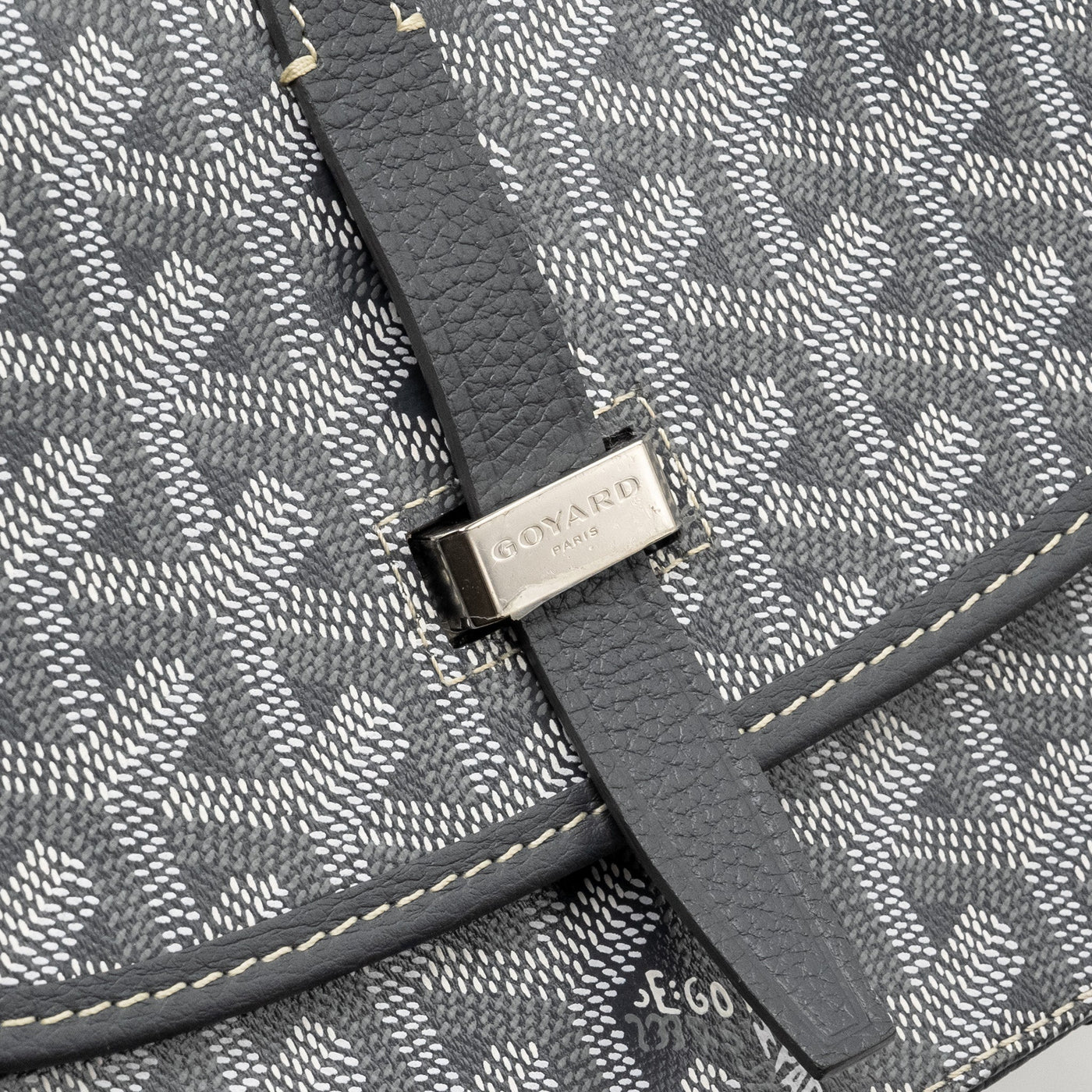GOYARD BELVEDERE PM MESSENGER BAG GOYARDINE CANVAS CALFSKIN GREY SHW