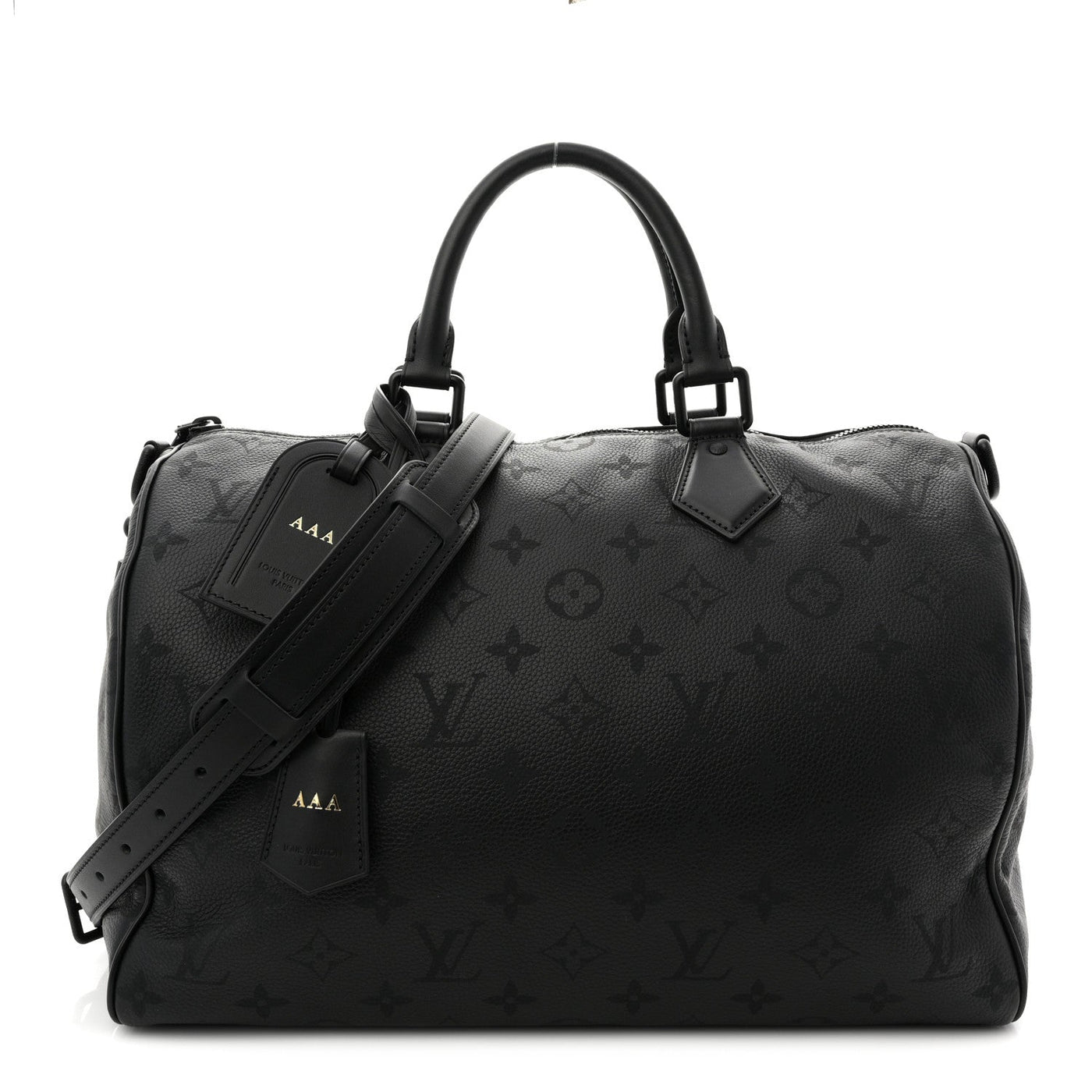LOUIS VUITTON CALFSKIN MONOGRAM SPEEDY P9 BANDOULIERE 40 ULTRA BLACK