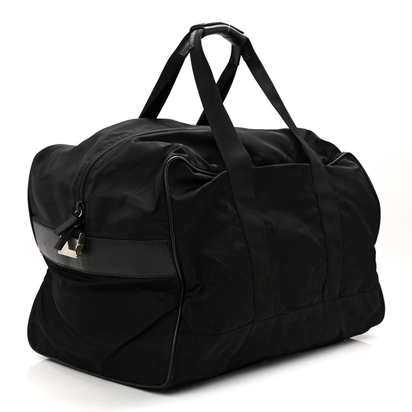 PRADA TESSUTO NYLON SAFFIANO VIAGGIO DUFFLE BLACK