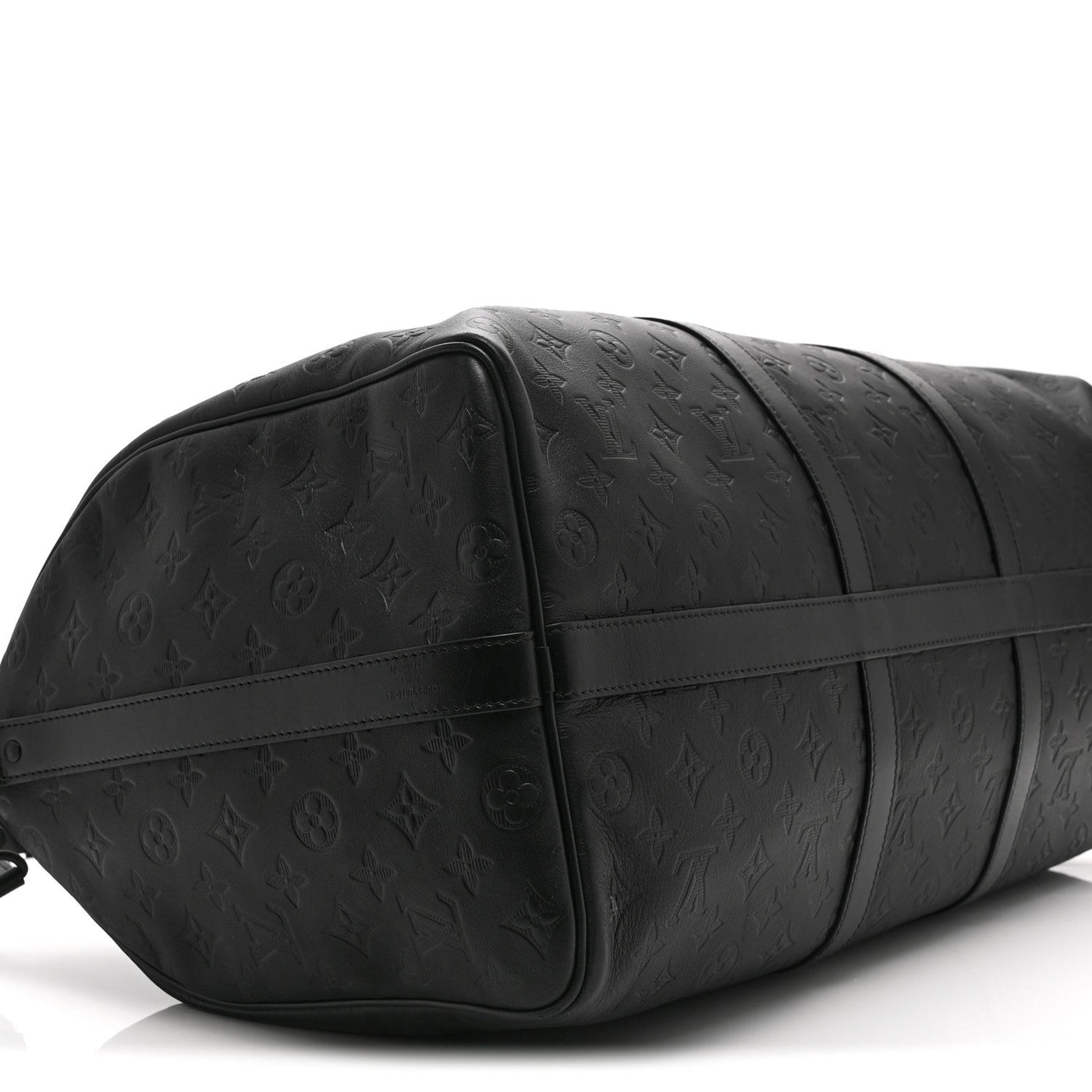 LOUIS VUITTON CALFSKIN SHADOW MONOGRAM KEEPALL BANDOULIERE 50 BLACK