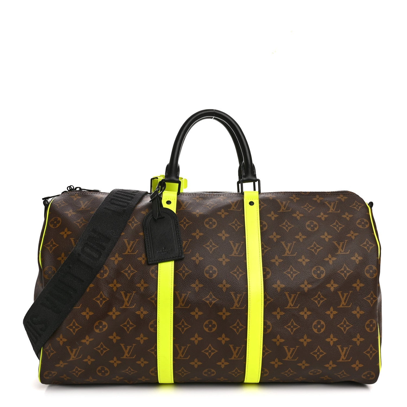 LOUIS VUITTON MONOGRAM MACASSAR KEEPALL BANDOULIERE 50 FLORESCENT YELLOW