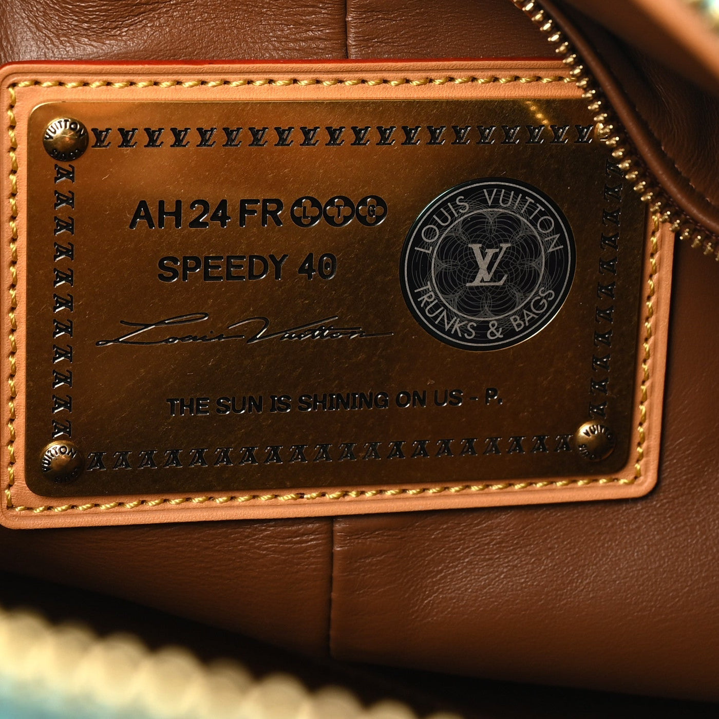 LOUIS VUITTON CALFSKIN MONOGRAM SPEEDY P9 BANDOULIERE 40 TURQUOISE
