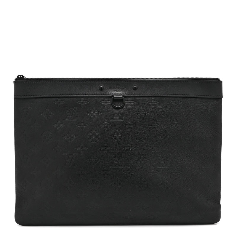 LOUIS VUITTON CALFSKIN MONOGRAM SHADOW DISCOVERY POCHETTE BLACK