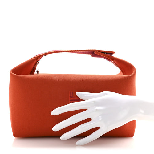 CANVAS LARGE BRIDE-A-BRAC POUCH ORANGE FEU BURGUNDY