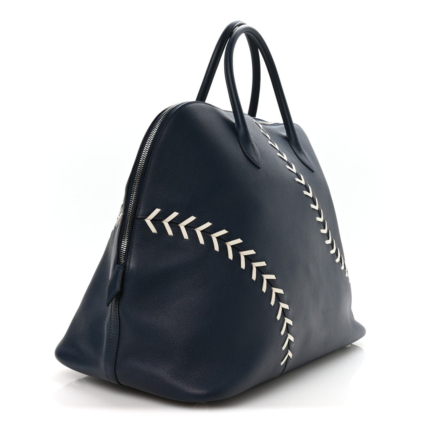 HERMES EVERCOLOR 1923 BOLIDE 45 BASEBALL BAG BLEU DE MALTE BLANC
