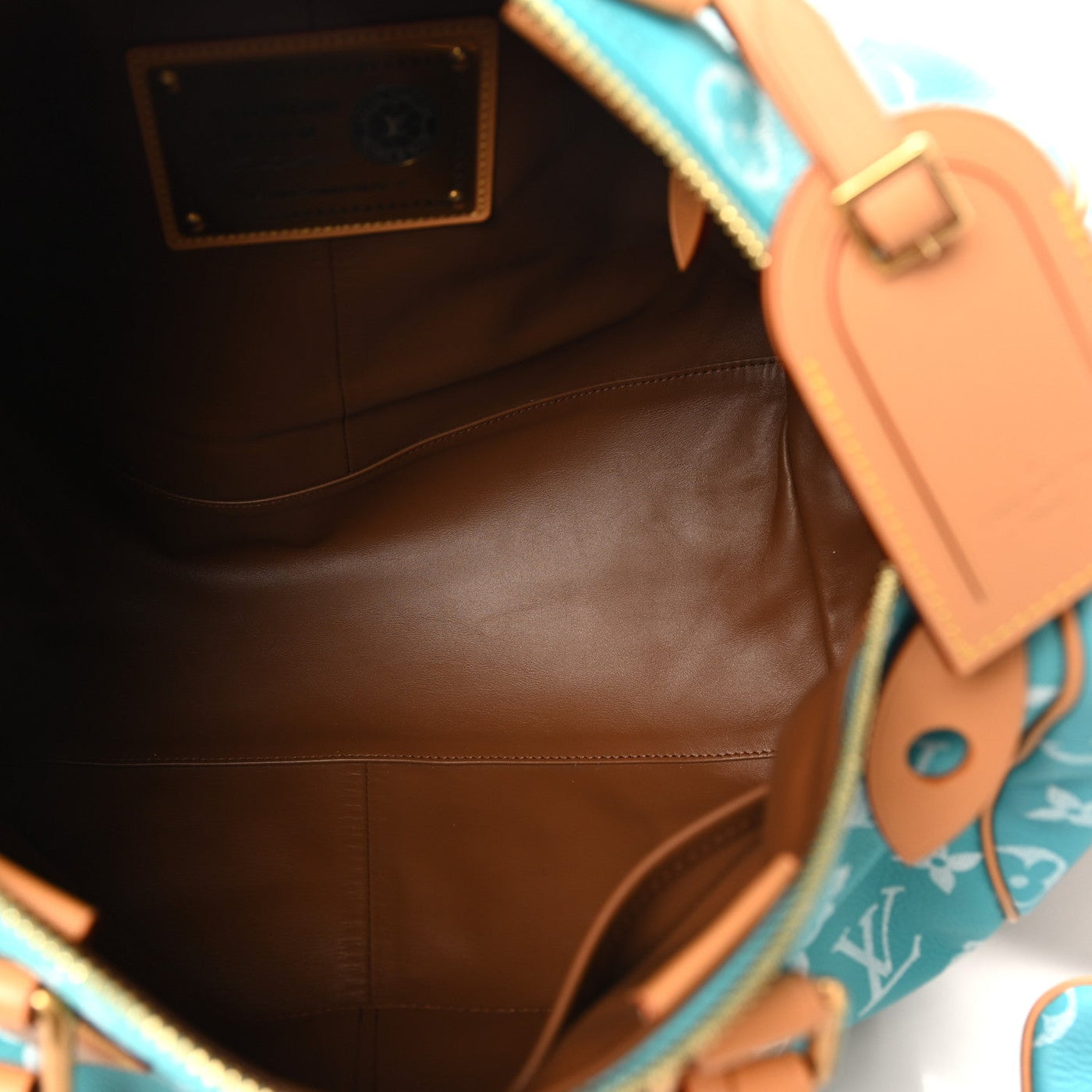 LOUIS VUITTON CALFSKIN MONOGRAM SPEEDY P9 BANDOULIERE 40 TURQUOISE