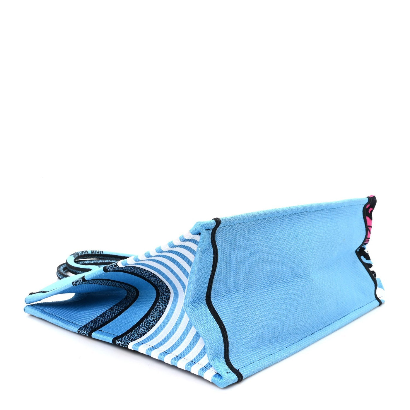DIOR CANVAS EMBROIDERED LARGE JUNGLE POP BOOK TOTE BLUE MULTICOLOR