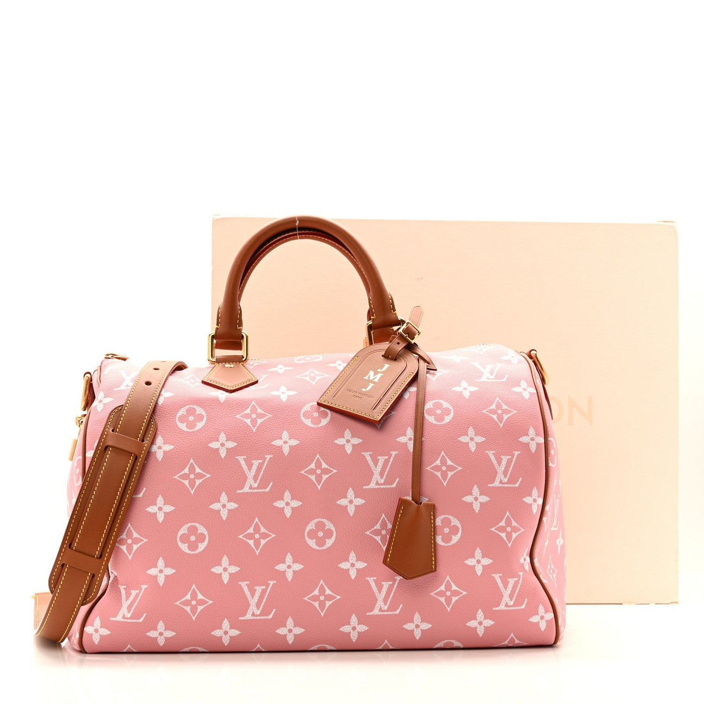 LOUIS VUITTON CALFSKIN MONOGRAM SPEEDY P9 BANDOULIERE 40 PINK SAKURA