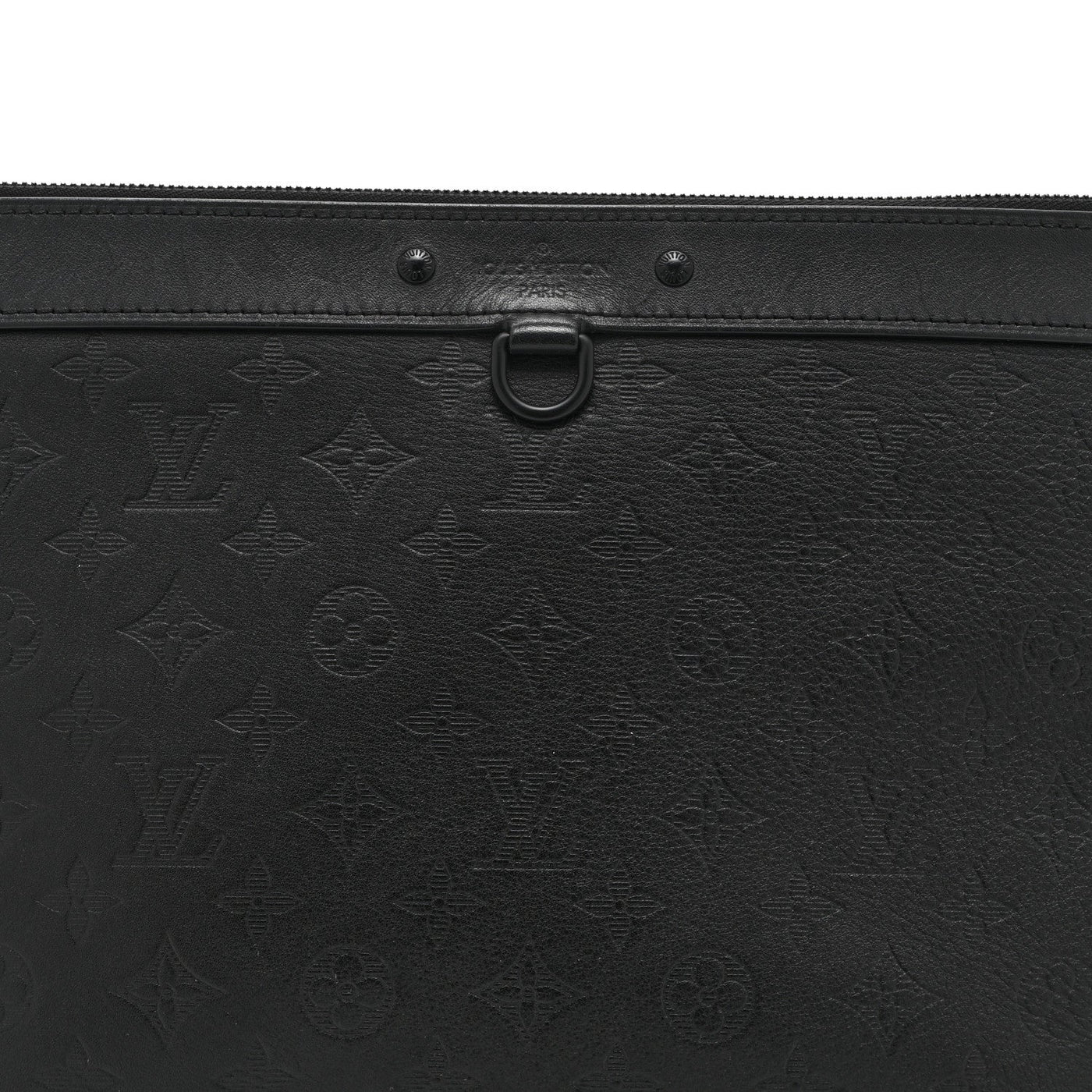 LOUIS VUITTON CALFSKIN MONOGRAM SHADOW DISCOVERY POCHETTE BLACK