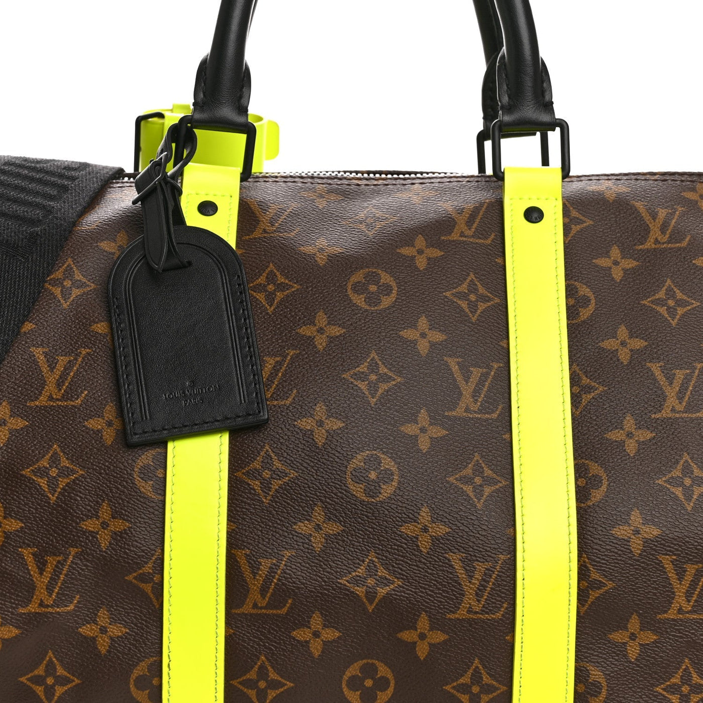 LOUIS VUITTON MONOGRAM MACASSAR KEEPALL BANDOULIERE 50 FLORESCENT YELLOW