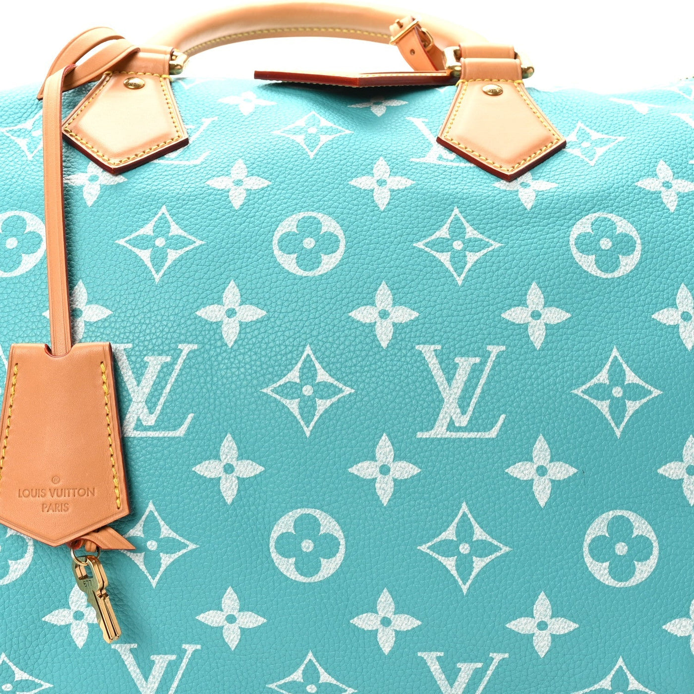 LOUIS VUITTON CALFSKIN MONOGRAM SPEEDY P9 BANDOULIERE 40 TURQUOISE