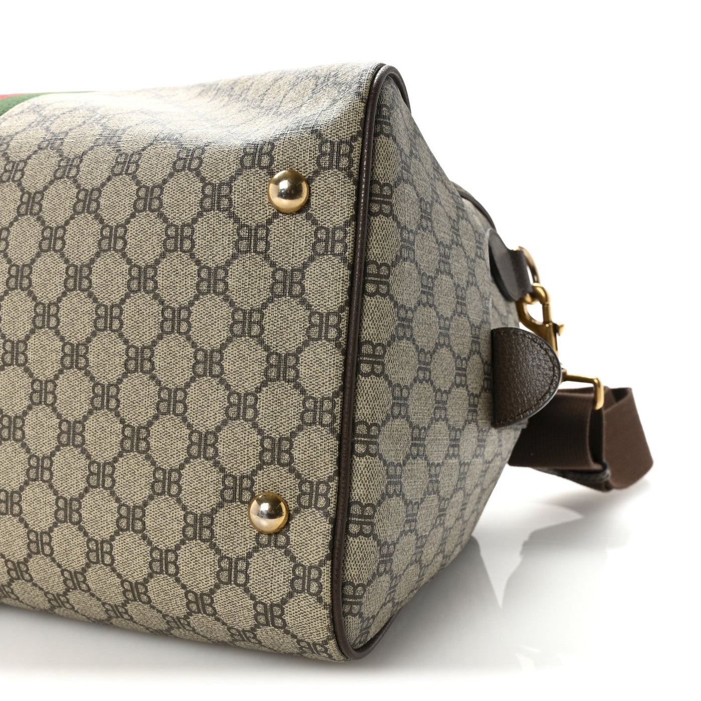 X BALENCIAGA BB SUPREME MONOGRAM WEB MEDIUM OPHIDIA CARRY-ON DUFFLE BAG BEIGE NEW ACERO