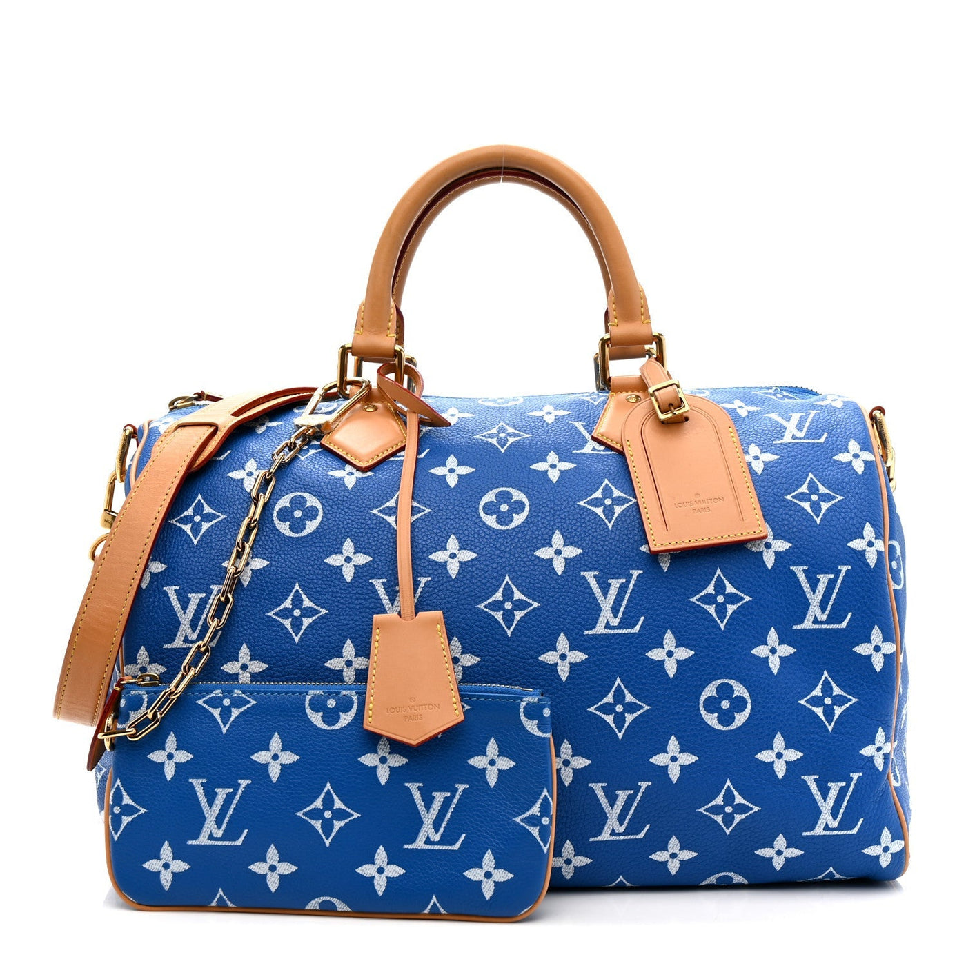 LOUIS VUITTON CALFSKIN MONOGRAM SPEEDY P9 BANDOULIERE 40 BLUE