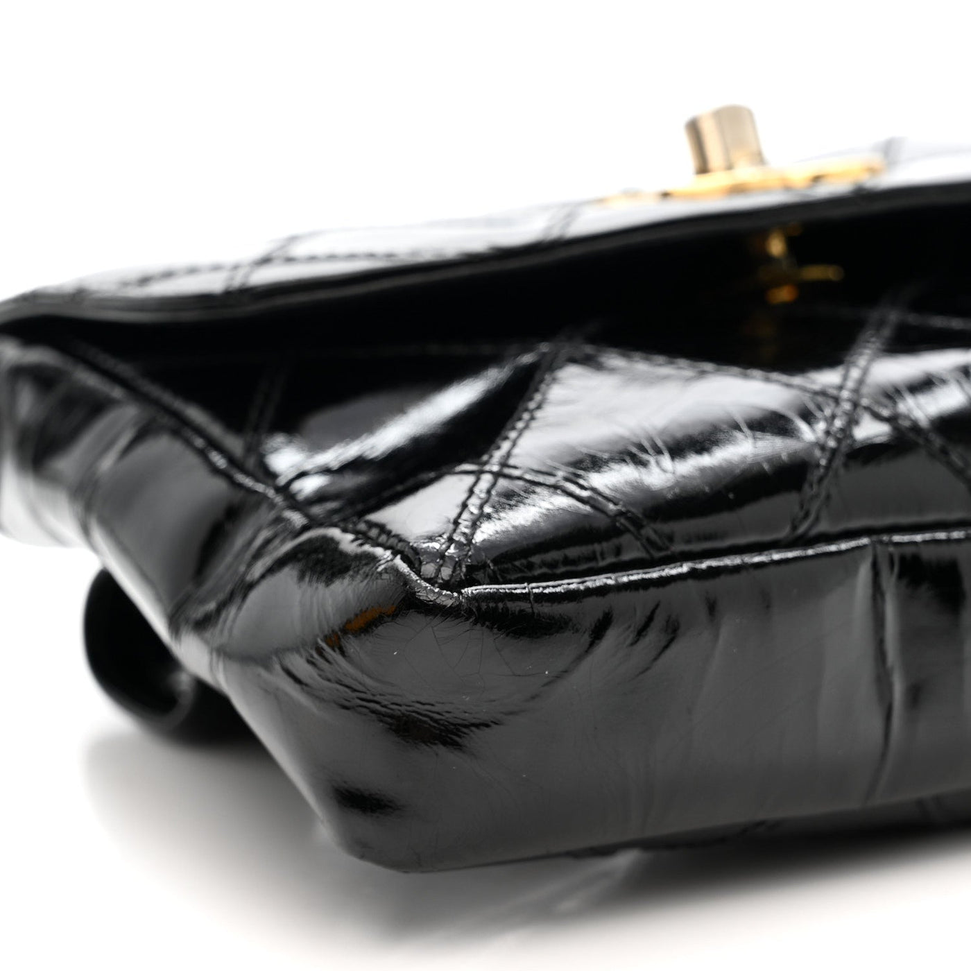 CELINE PATENT FLAP WAIST BELT BAG BLACK
