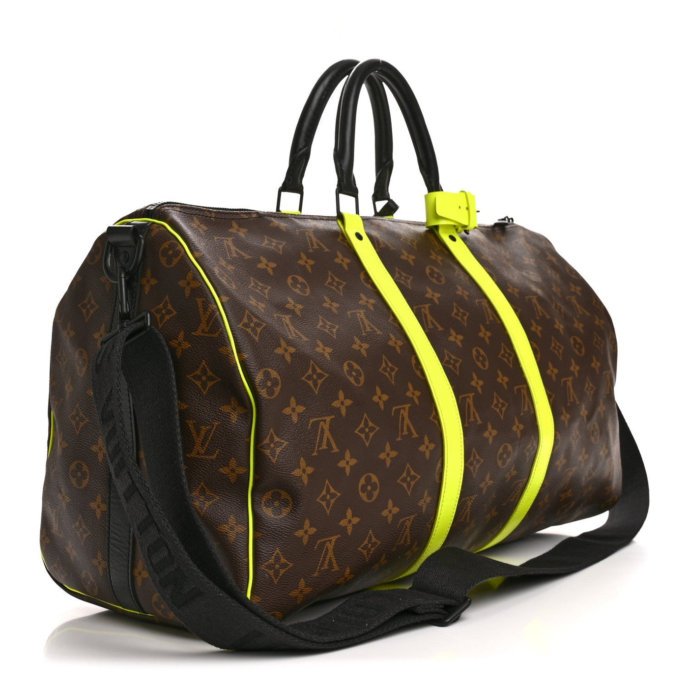 LOUIS VUITTON MONOGRAM MACASSAR KEEPALL BANDOULIERE 50 FLORESCENT YELLOW