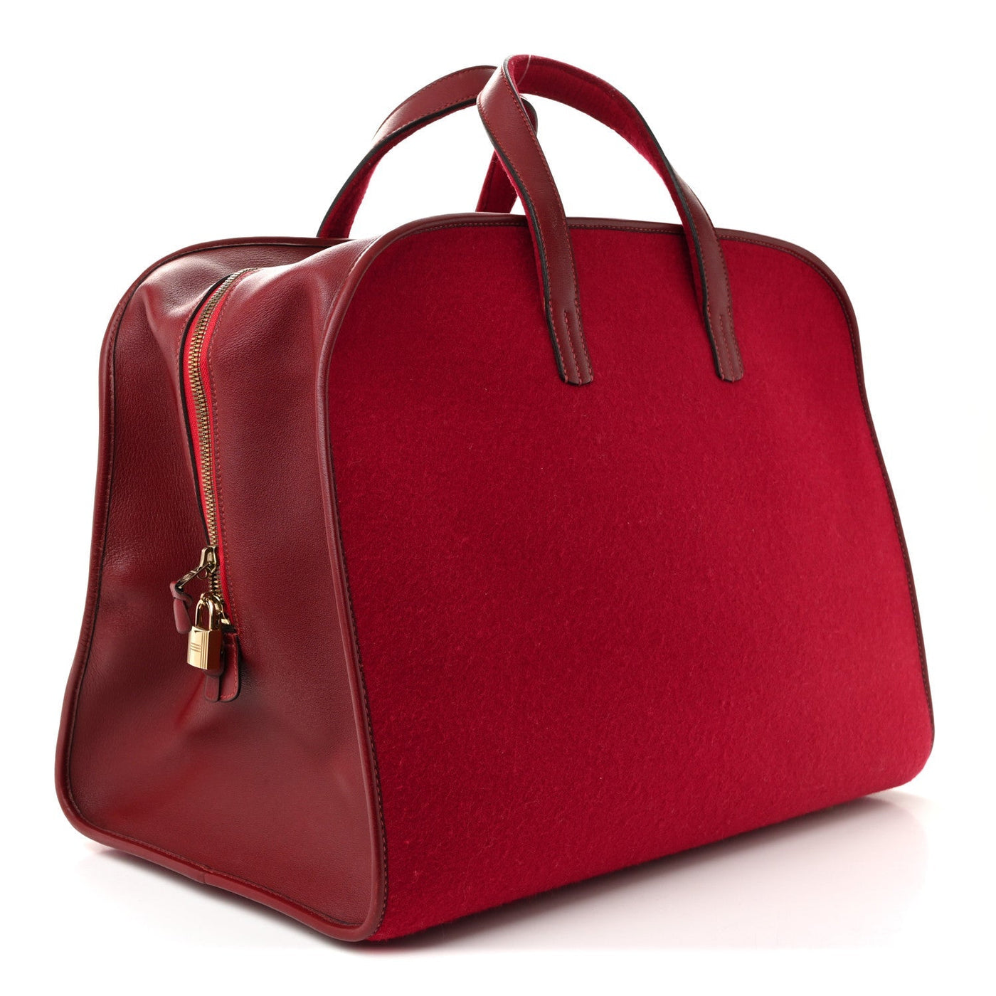 HERMES FELT BARENIA FEU2DOU TRAVEL BAG ROUGE VIF ROUGE H